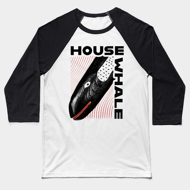 House Whale Baseball T-Shirt by FrozenCharlotte